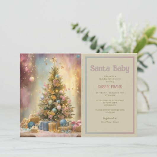 Baby shower Christmas Kaart (Staand voorkant)