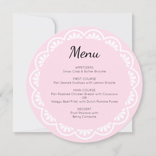 Baby shower Cielito Lindo Roze Ronde Oplader Menu (Voorkant)