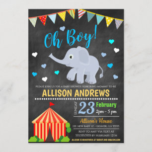 Baby shower cirque à thème garçon Invitation