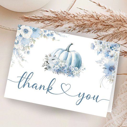 Baby shower Citrouille bleu chute plié Merci