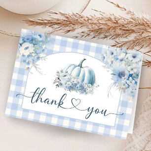 Baby shower citrouille Bleu Chute plié Merci