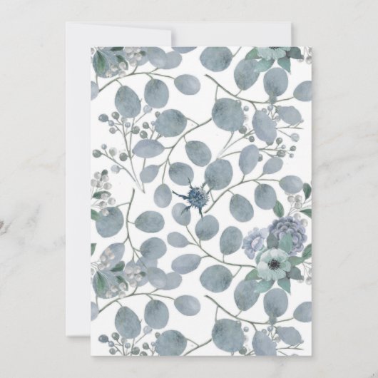 baby shower citrouille bleu hydrangea invitation (Dos)