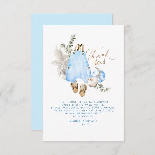 Baby shower Citrouille bleu Petit Merci (Devant / Derrière)