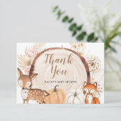 Baby shower Citrouille Boho Woodland Carte de reme (Debout devant)