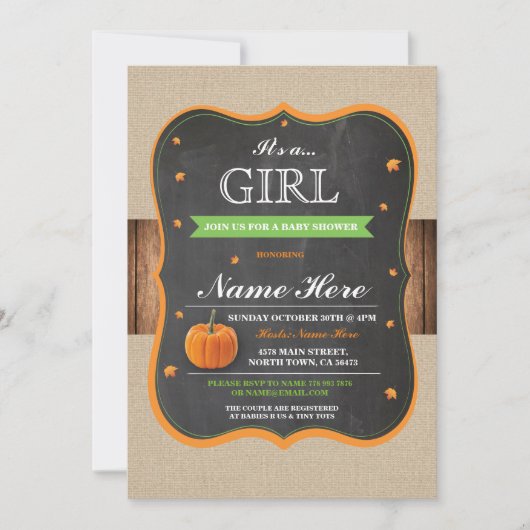 Baby shower citrouille C'est un Invitation de bois (Devant)