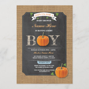 Baby shower Citrouille C'est un Invitation rustiqu