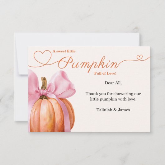 Baby shower Citrouille de Carte de remerciements r (Devant)