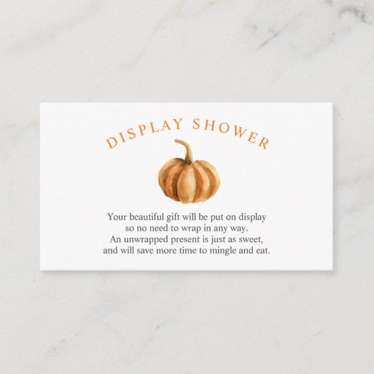 Baby shower citrouille  écran douche carte d'inser (Devant)
