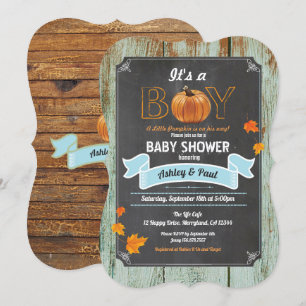 baby shower citrouille invitation craie rustique e