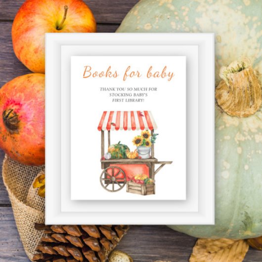 Baby shower citrouille - livres pour bébé affiche