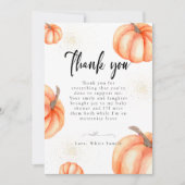 Baby shower Citrouille Orange moderne Merci Cartes (Devant)