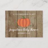 Baby shower citrouille Rustic Diaper Raffle Ticket (Dos)