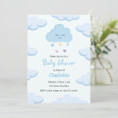 Baby shower Cloud bleu clair simple Invitation (Debout devant)
