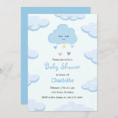 Baby shower Cloud bleu clair simple Invitation (Devant / Derrière)
