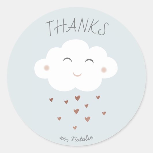 Baby shower Cloud mignon merci sticker (Devant)