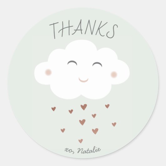 Baby shower Cloud mignon merci sticker (Devant)
