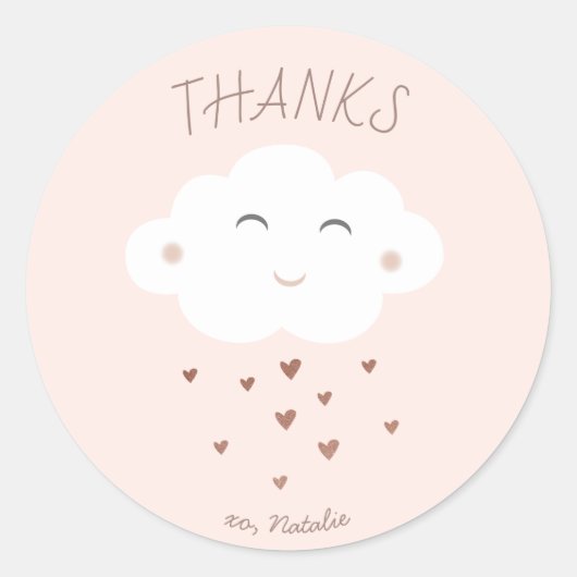 Baby shower Cloud mignon merci sticker (Devant)