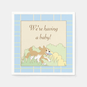 Baby shower Cocktail servetten/blauw Bouw een douc Servet