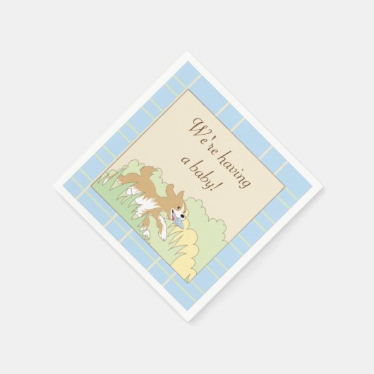 Baby shower Cocktail servetten/blauw Bouw een douc Servet (Hoek)