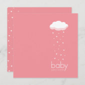 Baby shower Coeurs de pluie Invitation rose (Devant / Derrière)