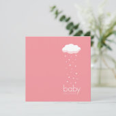 Baby shower Coeurs de pluie Invitation rose (Debout devant)