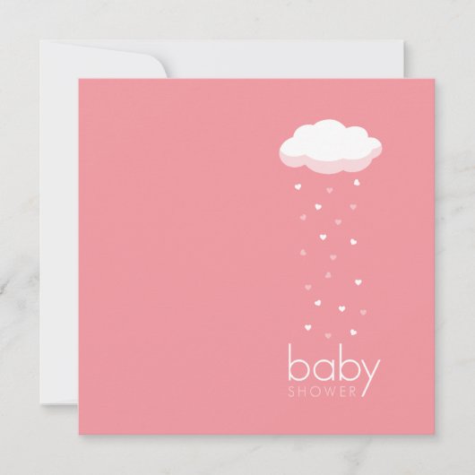 Baby shower Coeurs de pluie Invitation rose (Devant)