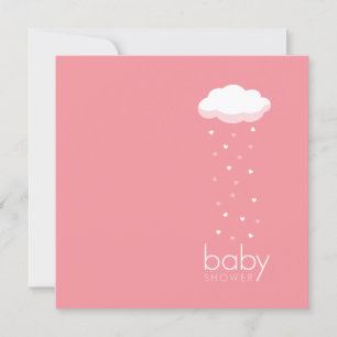 Baby shower Coeurs de pluie Invitation rose