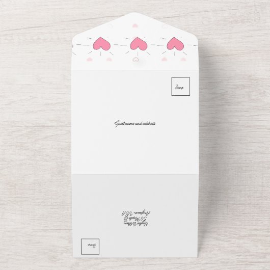 Baby shower Coeurs roses Invitation (Dehors)