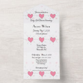 Baby shower Coeurs roses Invitation (À l'intérieur)