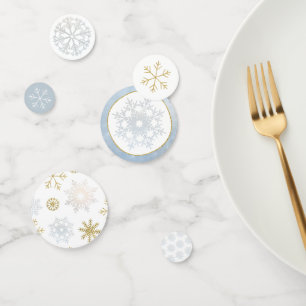 Baby shower Confetti Blue & Gold Snowflake