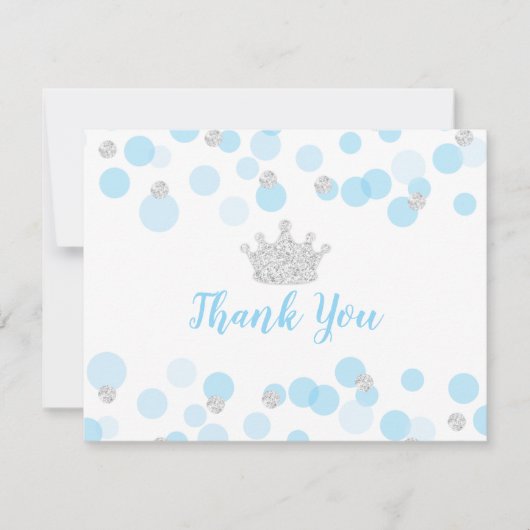 Baby shower Confetti en argent Prince Blue Merci (Devant)
