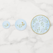 Baby shower Confetti Gold Blue Birds (Devant)