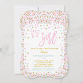 Baby shower Confetti Invitation Monnaie Rose Et Or (Devant)