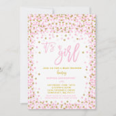 Baby shower Confetti Invitation Pink And Gold Girl (Devant)