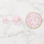 Baby shower Confetti Oiseaux dorés roses (Devant)