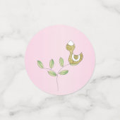 Baby shower Confetti Oiseaux dorés roses (Petit recto)