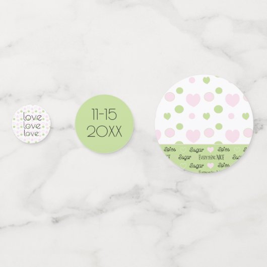 Baby shower Confetti Sugar en Spice Pink N Groen (Achterkanten)