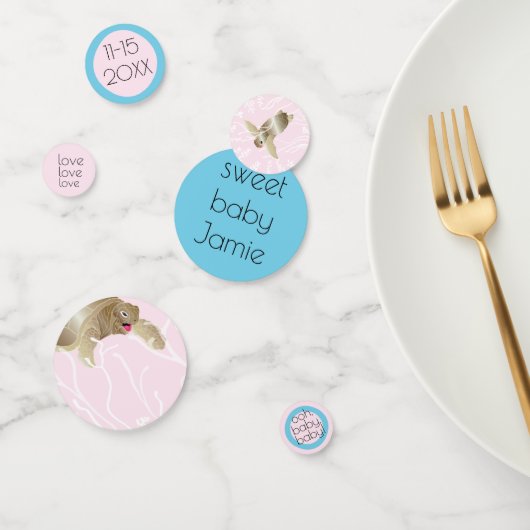 Baby shower Confetti Tortue rose et turquoise (Groupe)