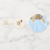 Baby shower Confetti Turtle Bleu et crème (Derrière)