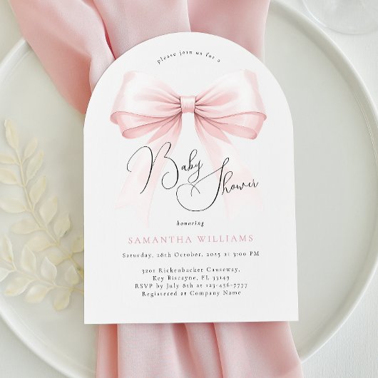Baby shower Coquette Pink Bow Arch Invitation