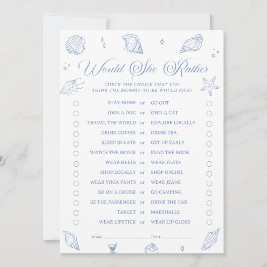 Baby shower Côtier préférerait-elle la carte de je (Devant)