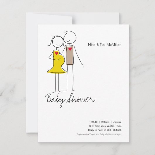 Baby shower Couple attendu 4,25 x 5,5 Invitations (Devant)