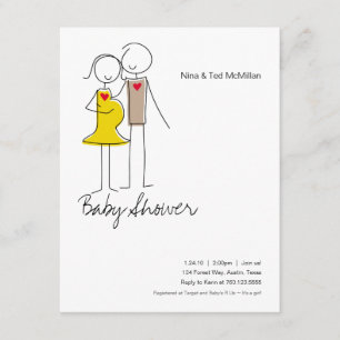Baby shower Couple attendu 4,25 x 5,5 Invitations