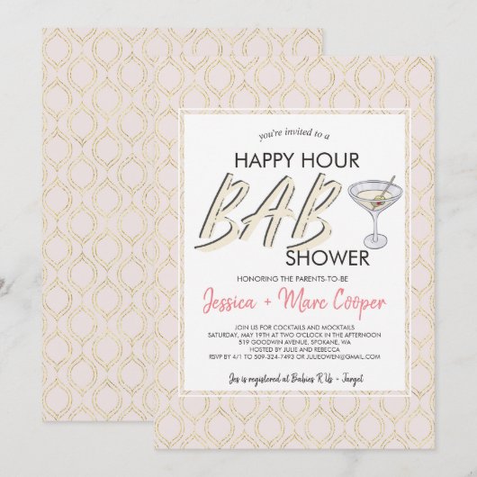 Baby shower couple | Carte Happy Hour (Devant / Derrière)