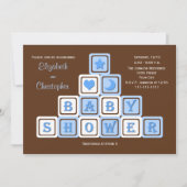 Baby shower Couples Invitation Blocs Bleus (Devant)
