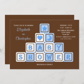 Baby shower Couples Invitation Blocs Bleus (Devant / Derrière)