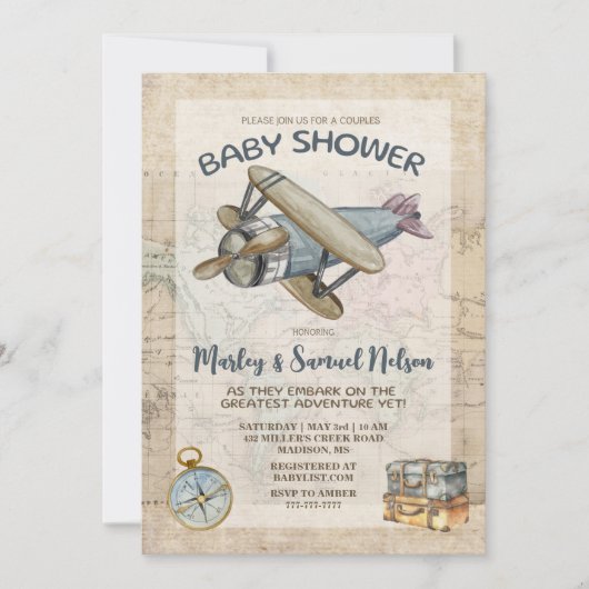 Baby shower Couples Invitation Plus Grande Aventur (Devant)