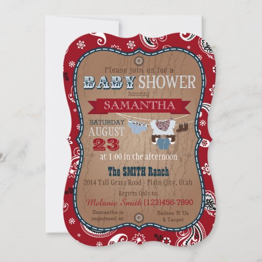 Baby shower Cowboy Bandanna Jumper Kaart (Voorkant)