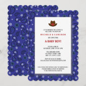 Baby shower Cowboy Invitation BLEUE DE L'OUEST BAN (Devant / Derrière)