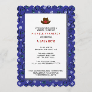 Baby shower Cowboy Invitation BLEUE DE L'OUEST BAN
